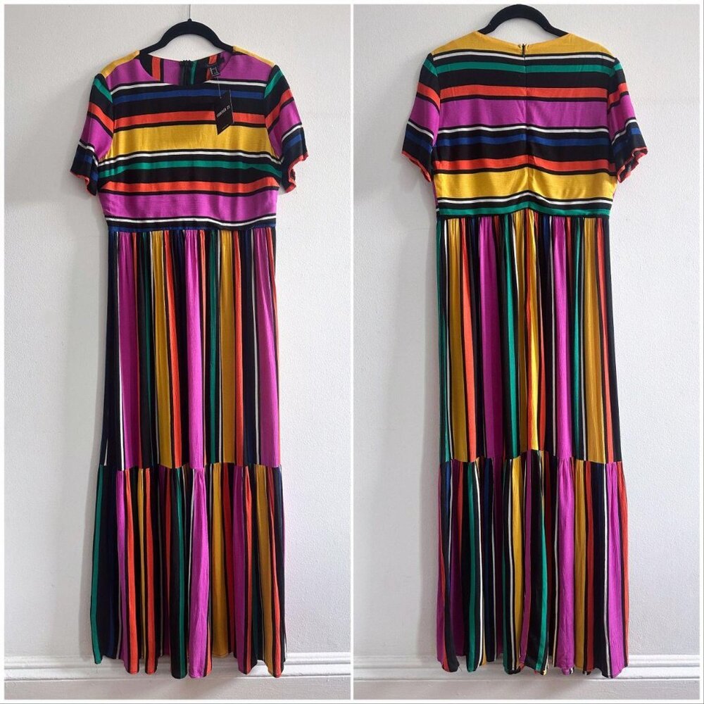 Forever 21 Jewel-Toned Rainbow Stripe Maxi Dress